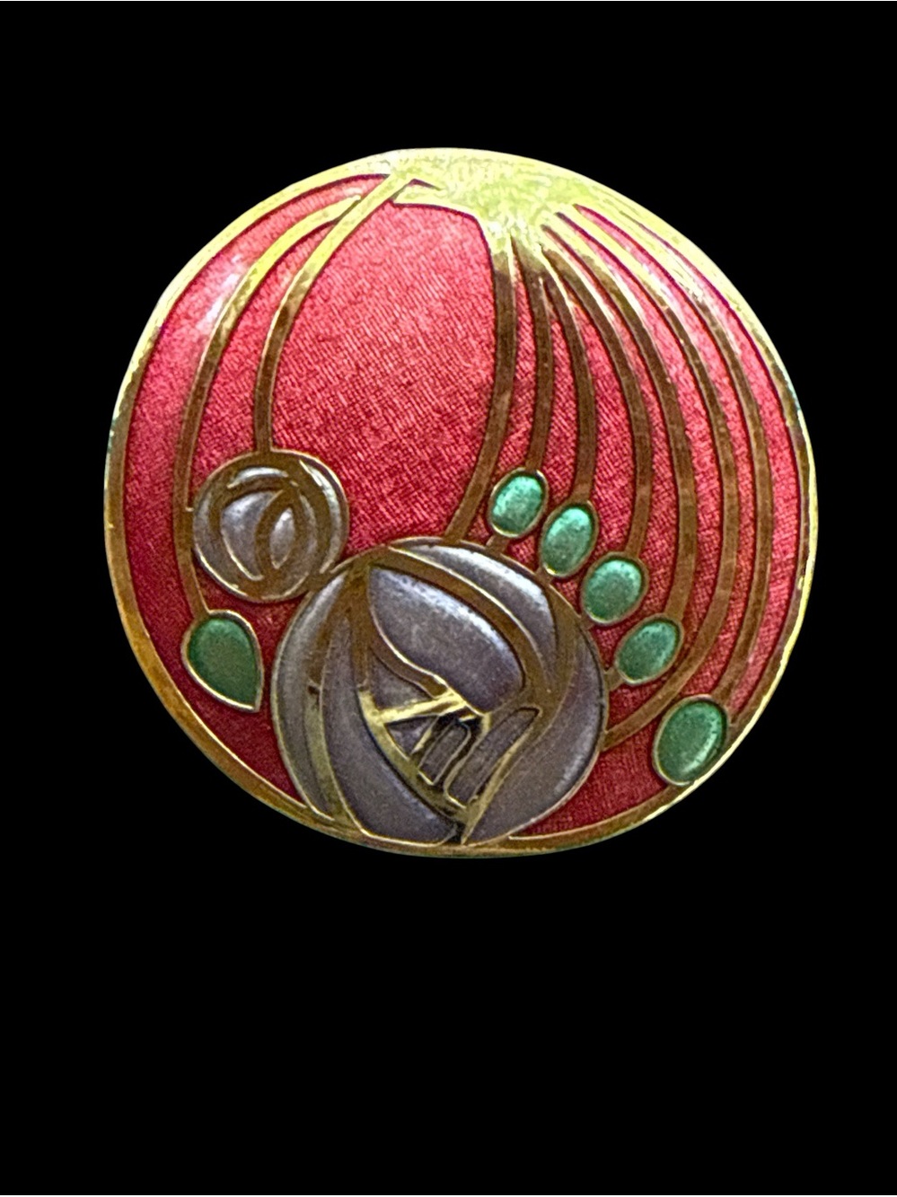 SEA GEMS BLUE AND MAROON ENAMEL BROOCH